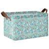 ALAZA Hipster Leaf Blossom Floral Rectangular Closet Storage Box Storage Bin Basket Storage Cube with Leather Handles Nursery Storage Laundry Hamper 2 Piece view 1