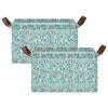ALAZA Hipster Leaf Blossom Floral Rectangular Closet Storage Box Storage Bin Basket Storage Cube with Leather Handles Nursery Storage Laundry Hamper 2 Piece view 2