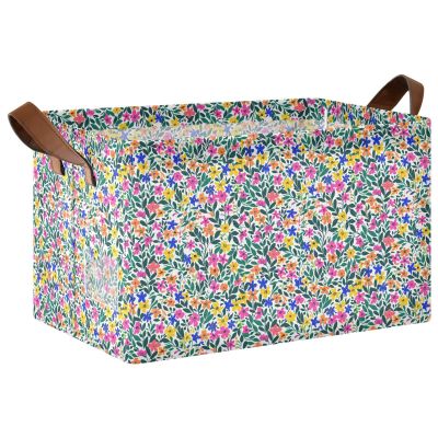 ALAZA Beautiful Leaf Blossom Flower Rectangular Closet Storage Box Storage Bin Basket Storage Cube with Leather Handles Nursery Storage Laundry Hamper 2 Piece