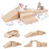 Elftopia Foam Climbing Blocks with Ball Pit Designed for Toddlers Aged 1-3 -Great for Indoor Crawling, Inside Foam Playground Set for Little Ones to Active Playing -(Balls NOT Included) Beige view 1