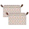 ALAZA Bird Owl Leaf Branch Rectangular Closet Storage Box Storage Bin Basket Storage Cube with Leather Handles Nursery Storage Laundry Hamper 2 Piece view 2