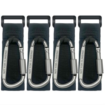 4 Pcs Baby Stroller Hook, Carry 30 lbs per Stroller Carabiner Clip, Adjustable Baby Stroller & Car Seat Hook for Hanging Diaper Bag, Wheelchair,Golf cart, Shopping and Pet Cart