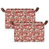 ALAZA Blossom Floral Watermelon Rectangular Closet Storage Box Storage Bin Basket Storage Cube with Leather Handles Nursery Storage Laundry Hamper 2 Piece view 2