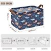ALAZA Orange Blue Star Shark Fish Rectangular Closet Storage Box Storage Bin Basket Storage Cube with Leather Handles Nursery Storage Laundry Hamper 2 Piece view 3