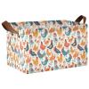 ALAZA Chicken Rooster Blossom Rectangular Closet Storage Box Storage Bin Basket Storage Cube with Leather Handles Nursery Storage Laundry Hamper 2 Piece view 1