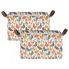 ALAZA Chicken Rooster Blossom Rectangular Closet Storage Box Storage Bin Basket Storage Cube with Leather Handles Nursery Storage Laundry Hamper 2 Piece view 2