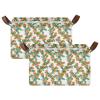 ALAZA Blossom Cactus White Rectangular Closet Storage Box Storage Bin Basket Storage Cube with Leather Handles Nursery Storage Laundry Hamper 2 Piece view 2