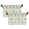 ALAZA Beautiful Blossom Frog Rectangular Closet Storage Box Storage Bin Basket Storage Cube with Leather Handles Nursery Storage Laundry Hamper 2 Piece view 2