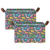 ALAZA Shark Fish Starfish Palm Leaf Rectangular Closet Storage Box Storage Bin Basket Storage Cube with Leather Handles Nursery Storage Laundry Hamper 2 Piece view 2
