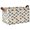 ALAZA Black Yellow Puppy Dog Polka Dot Rectangular Closet Storage Box Storage Bin Basket Storage Cube with Leather Handles Nursery Storage Laundry Hamper 2 Piece view 1