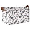 ALAZA Hipster Penguin White Rectangular Closet Storage Box Storage Bin Basket Storage Cube with Leather Handles Nursery Storage Laundry Hamper 2 Piece view 1