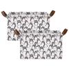 ALAZA Hipster Penguin White Rectangular Closet Storage Box Storage Bin Basket Storage Cube with Leather Handles Nursery Storage Laundry Hamper 2 Piece view 2