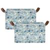 ALAZA Blue Butterfly Blossom Leaf Rectangular Closet Storage Box Storage Bin Basket Storage Cube with Leather Handles Nursery Storage Laundry Hamper 2 Piece view 2