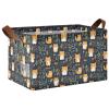 ALAZA Cute Cat Kitten Blossom Leaf Rectangular Closet Storage Box Storage Bin Basket Storage Cube with Leather Handles Nursery Storage Laundry Hamper 2 Piece view 1