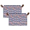 ALAZA Blue Blossom Flower Rectangular Closet Storage Box Storage Bin Basket Storage Cube with Leather Handles Nursery Storage Laundry Hamper 2 Piece view 2