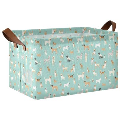 ALAZA Colored Dog Puppy Animal Rectangular Closet Storage Box Storage Bin Basket Storage Cube with Leather Handles Nursery Storage Laundry Hamper 2 Piece