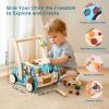 OESSUF 2-in-1 Wooden Baby Walker with 40 PCS Tool Toys  Baby Push Walker for 6-12 Months, Activity Center for Toddlers Aged 1-3 Years, Montessori Toy for Boys and Girls (Blue) view 2