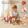OESSUF 2-in-1 Wooden Baby Walker with 40 PCS Tool Toys  Baby Push Walker for 6-12 Months, Activity Center for Toddlers Aged 1-3 Years, Montessori Toy for Boys and Girls (Red) view 2