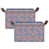 ALAZA Blue Orange Blossom Flower Rectangular Closet Storage Box Storage Bin Basket Storage Cube with Leather Handles Nursery Storage Laundry Hamper 2 Piece view 2