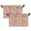 ALAZA Blossom Cactus Rectangular Closet Storage Box Storage Bin Basket Storage Cube with Leather Handles Nursery Storage Laundry Hamper 2 Piece view 2