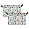 ALAZA Flower Blossom Egg Floral Easter Rectangular Closet Storage Box Storage Bin Basket Storage Cube with Leather Handles Nursery Storage Laundry Hamper 2 Piece view 2