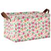 ALAZA Cute Leaf Strawberry Rectangular Closet Storage Box Storage Bin Basket Storage Cube with Leather Handles Nursery Storage Laundry Hamper 2 Piece view 1