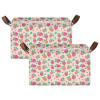 ALAZA Cute Leaf Strawberry Rectangular Closet Storage Box Storage Bin Basket Storage Cube with Leather Handles Nursery Storage Laundry Hamper 2 Piece view 2