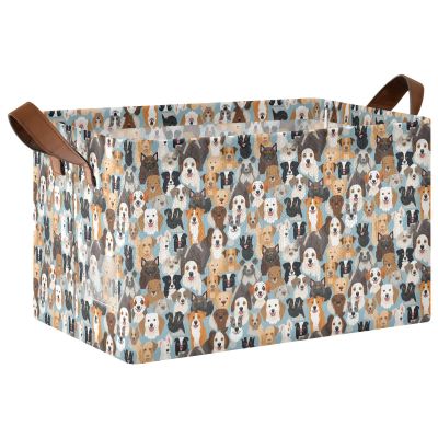 ALAZA Hipster Dog Puppy Rectangular Closet Storage Box Storage Bin Basket Storage Cube with Leather Handles Nursery Storage Laundry Hamper 2 Piece