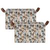 ALAZA Hipster Dog Puppy Rectangular Closet Storage Box Storage Bin Basket Storage Cube with Leather Handles Nursery Storage Laundry Hamper 2 Piece view 2
