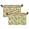 ALAZA Funny Fruit Lemon Rectangular Closet Storage Box Storage Bin Basket Storage Cube with Leather Handles Nursery Storage Laundry Hamper 2 Piece view 2