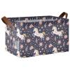 ALAZA Beautiful Unicorn Star Flower Rectangular Closet Storage Box Storage Bin Basket Storage Cube with Leather Handles Nursery Storage Laundry Hamper 2 Piece view 1