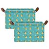 ALAZA Duck Music Note Rectangular Closet Storage Box Storage Bin Basket Storage Cube with Leather Handles Nursery Storage Laundry Hamper 2 Piece view 2