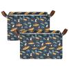 ALAZA Duck Surfboard Rectangular Closet Storage Box Storage Bin Basket Storage Cube with Leather Handles Nursery Storage Laundry Hamper 2 Piece view 2