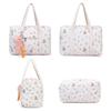AIZHIYI Floral Bear Diaper Tote, Multifunction Maternity Bag, Quilted Cotton Cute Diaper Bag view 3
