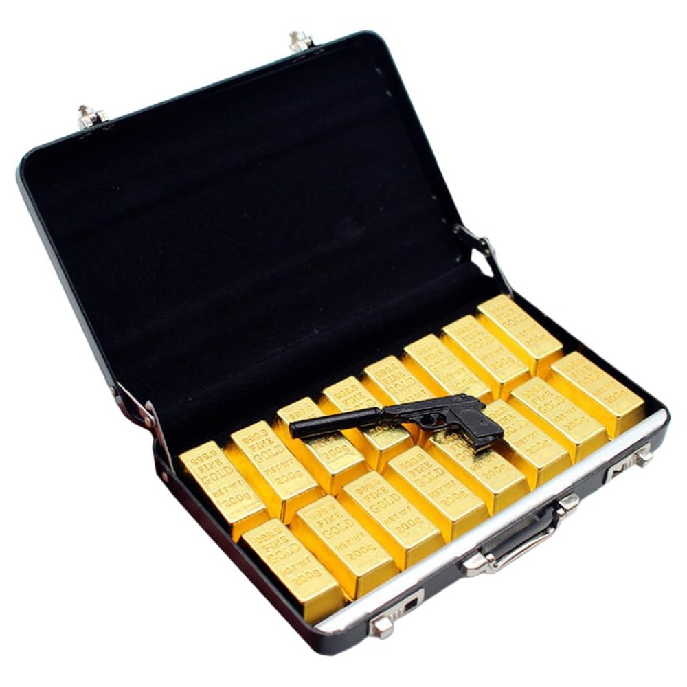 JOINPAYA Miniature Suitcase Model for Dollhouse Decoration Realistic Resin and Aluminum Alloy Micro Bar Prop 3.94X2.56X0.63 Inch Detailed Mini Doll Accessory