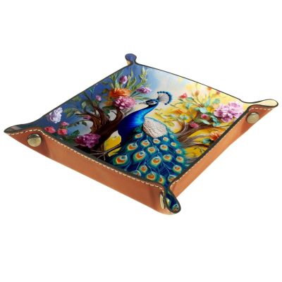 3D Peacock Floweres Dice Tray Dice Rolling Tray Folding Dice Holder for Dice Games, Like RPG, DND and Other Table Games