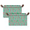 ALAZA Red Watermelon Blue Rectangular Closet Storage Box Storage Bin Basket Storage Cube with Leather Handles Nursery Storage Laundry Hamper 2 Piece view 2