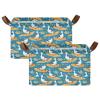 ALAZA Funny Duck Coral Reef Rectangular Closet Storage Box Storage Bin Basket Storage Cube with Leather Handles Nursery Storage Laundry Hamper 2 Piece view 2