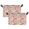 ALAZA Bird Parrot Palm Leaves Flower Rectangular Closet Storage Box Storage Bin Basket Storage Cube with Leather Handles Nursery Storage Laundry Hamper 2 Piece view 2