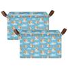 ALAZA Funny Dog Cloud Blue Rectangular Closet Storage Box Storage Bin Basket Storage Cube with Leather Handles Nursery Storage Laundry Hamper 2 Piece view 2