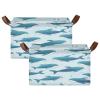 ALAZA Blue Fish Whale Rectangular Closet Storage Box Storage Bin Basket Storage Cube with Leather Handles Nursery Storage Laundry Hamper 2 Piece view 2