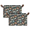 ALAZA Art Horse Navy Blue Rectangular Closet Storage Box Storage Bin Basket Storage Cube with Leather Handles Nursery Storage Laundry Hamper 2 Piece view 2