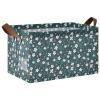 ALAZA White Flower Leaves Blue Rectangular Closet Storage Box Storage Bin Basket Storage Cube with Leather Handles Nursery Storage Laundry Hamper 2 Piece view 1
