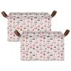 ALAZA Beautiful Cherry Cake Rectangular Closet Storage Box Storage Bin Basket Storage Cube with Leather Handles Nursery Storage Laundry Hamper 2 Piece view 2