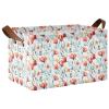 ALAZA Floral Flower Blossom White Rectangular Closet Storage Box Storage Bin Basket Storage Cube with Leather Handles Nursery Storage Laundry Hamper 2 Piece view 1