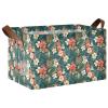 ALAZA Cute Flower Floral Pineapple Palm Leaves Rectangular Closet Storage Box Storage Bin Basket Storage Cube with Leather Handles Nursery Storage Laundry Hamper 2 Piece view 1