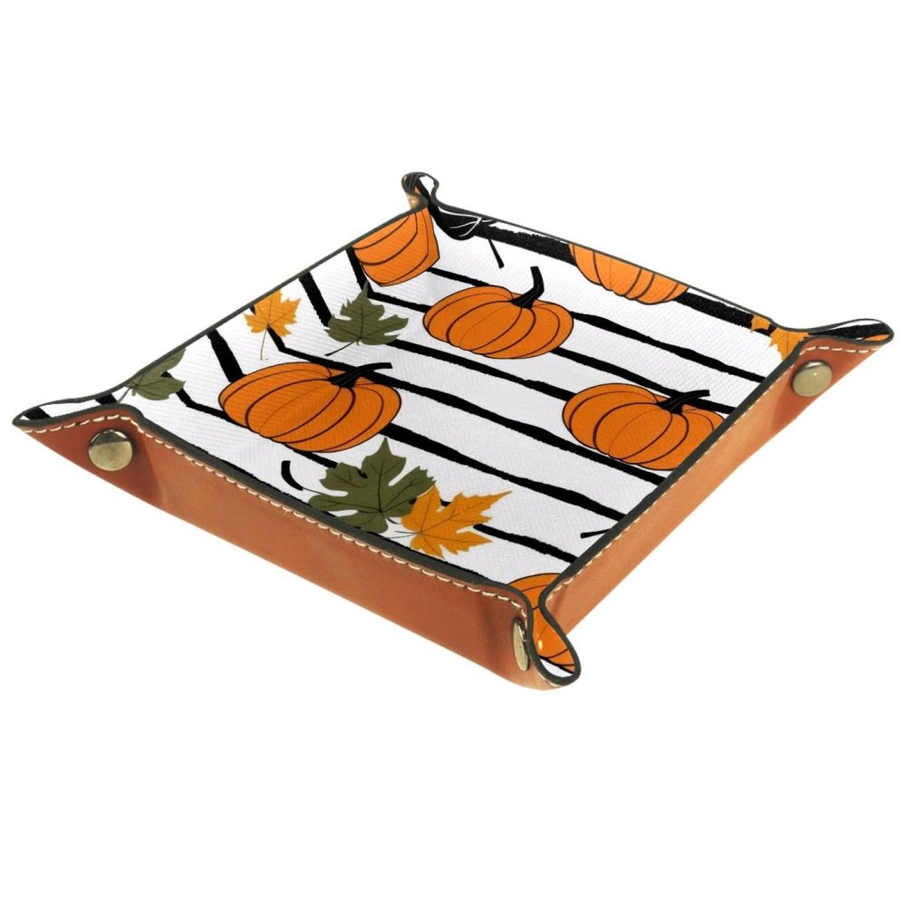 Autumn Pumpkins Leaves Dice Tray Dice Rolling Tray Folding Dice Holder for Dice Games, Like RPG, DND and Other Table Games