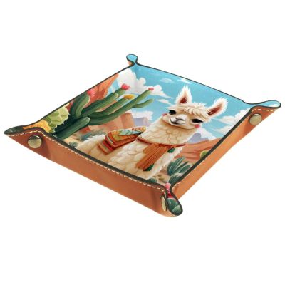 Alpaca and Cactus Dice Tray Dice Rolling Tray Folding Dice Holder for Dice Games, Like RPG, DND and Other Table Games
