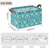 ALAZA Cute Cat Surfboard Blue Rectangular Closet Storage Box Storage Bin Basket Storage Cube with Leather Handles Nursery Storage Laundry Hamper 2 Piece view 3