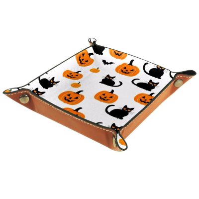 Halloween Pumpkins Cats Dice Tray Dice Rolling Tray Folding Dice Holder for Dice Games, Like RPG, DND and Other Table Games
